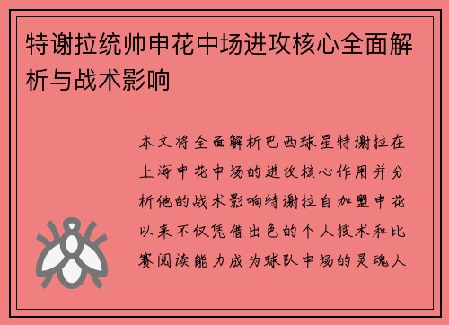 特谢拉统帅申花中场进攻核心全面解析与战术影响